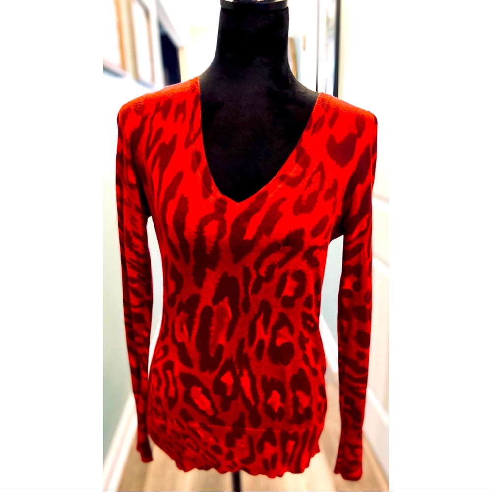 NY&C Red Animal Print Sweater